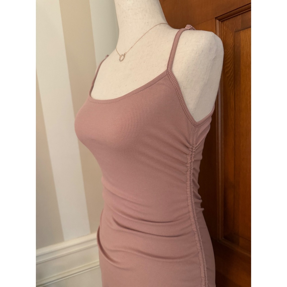 ACOA Collection Ruched Jersey Dress Women M Rose Strappy Midi Sexy Rush‎ OOTD